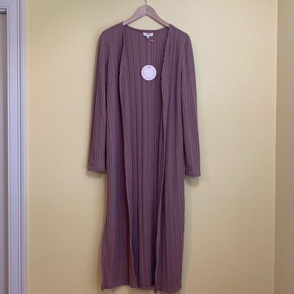 Umgee | NWT Keep Your Secrets Mauve Pink Dusty Rose Open Front Duster Cardigan M - Picture 3 of 17